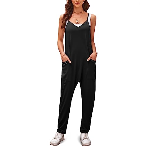 VUTRU Stylischer Damen Sommer Overall – Ärmelloser Jumpsuit mit lockerer Passform,V-Ausschnitt,trendy Spaghetti-Träger u...