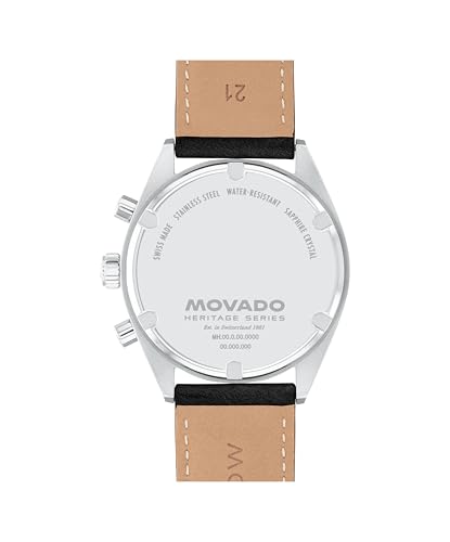 Movado Heritage Series Datron Men's Watch - Swiss Quartz Chronograph Movement, Calfskin Strap - 5 ATM Water Resistance - Sport Luxury Fashion Timepiece for Him - 41mm3