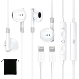 2 Pack iPhone Earbuds, Headphones Wired Earphones with Lightning Connector No Bluetooth Required [MFi Certified] Built-in Mic and Controller Ear Buds for iPhone 14/13/12/11/X/SE/Support All iOS System