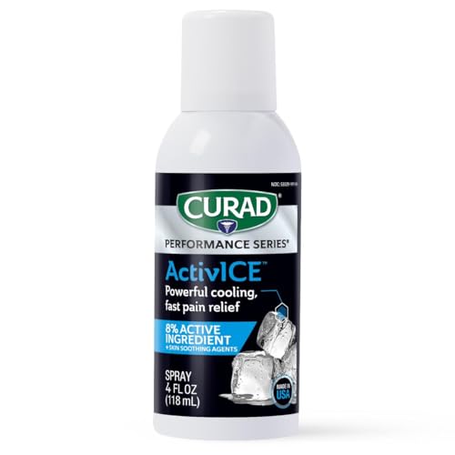 CURAD ActivICE Cooling Spray Topical Pain Relief for Arthritis Joint Muscle Back & Body Aches & Pain 4 oz - 1 Count