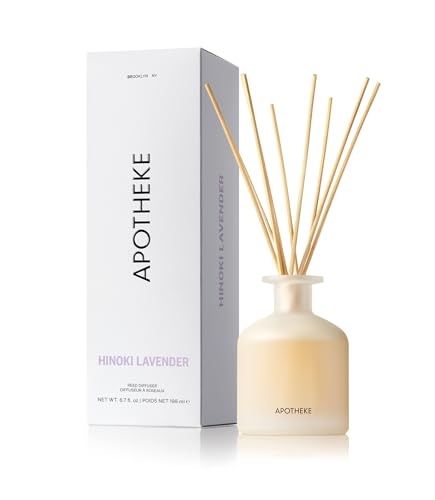 Apotheke Luxury Scented Reed Diffuser for Home, Hinoki Lavender -