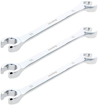Auniwaig 3PCS 16mm x 18mm Flare Nut Metric Wrench Set,Metric Double Open End High Carbon Steel, Polished Chrome Plated