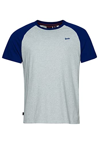 Superdry Mens Vintage Baseball Tee T-Shirt, Glacier Grey Marl/Regal Blue,...