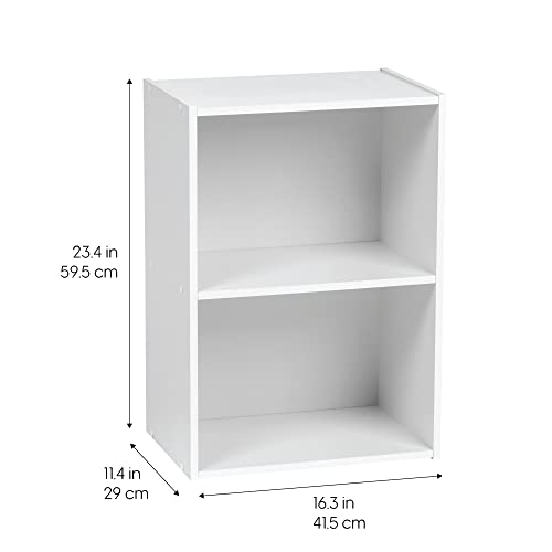 image for IRIS USA 2-Tier Open Cubby Storage Shelf, Small Sturdy Storage Bookshe