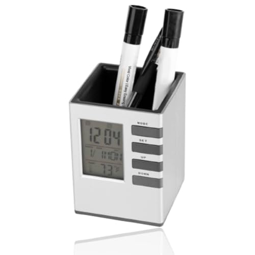 Jwthee Portápices De Escritorio Para Bolígrafos, Organizador De Bolígrafos, Herramienta Con Led,Temporizador,Calendario,Termómetro,Estuche Para Suministros De Oficina Jwthee Portápices De Escritorio Para Bolígrafos, Organizador De Bolígrafos, Herramienta Con Led,Temporizador,Calendario,Termómetro,Estuche Para Suministros De Oficina