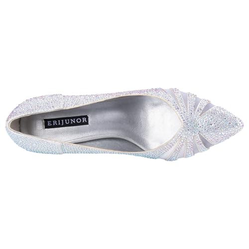 Image of ERIJUNOR E2406 Women Pumps Comfortable Mid Heel Sparkly Rhinestone mesh Evening Prom Wedding Shoes