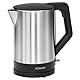 Bomann® Wasserkocher Edelstahl | 1,5 Liter | BPA frei | Einhandbedienung | Edelstahlgehäuse | Kettle | Station mit Kabelaufwicklung | Wasserkocher schwarz | WKS 3002 CB schwarz