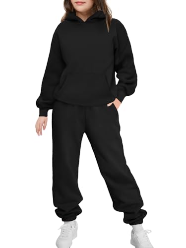 Arshinet Girls 2 Piece Outfits Hoodie Sweatsuit Sets Oversized Sweatshirt and Baggy Fall Fashion Sweatpant with Pockets