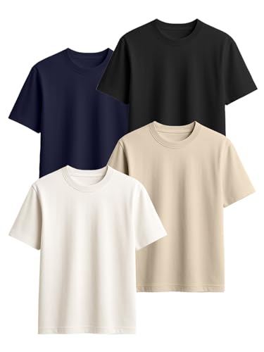 Image of Veirdo 100% Pure Cotton Regular Fit Round Neck Cool Solid Half Sleeve T-Shirt Combo for Men (Pack of 4)