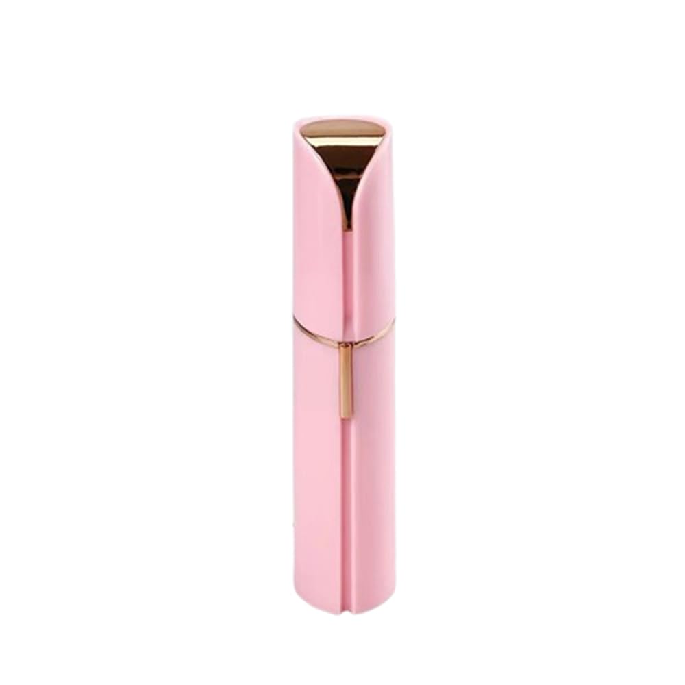 Afeitadora de bálsamo labial para mujer (ABS) – Depilación facial indolora, cuchillas de acero inoxidable, acabado metálico, construcción duradera, acabado brillante rosa