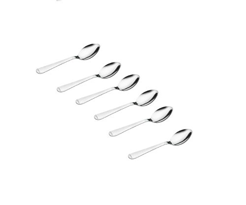 Crystal Stainless Steel Tea Spoon Set Set of 6 Silver