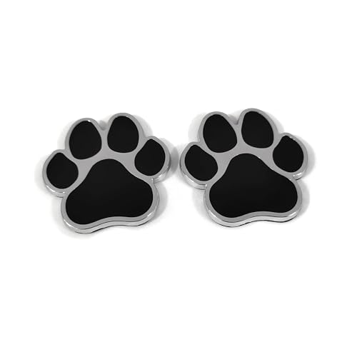 Image of PTDecals 2 PCS Black Chrome Metal Paw Print Car Emblem Decal Badge Dog Paws Footprint Metal Sticker for Auto Motorcycle Computer Home Decoration