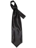 Antonio Ricci ASCOT Solid BLACK Ribbed Pattern Color Cravat Men's Neck Tie
