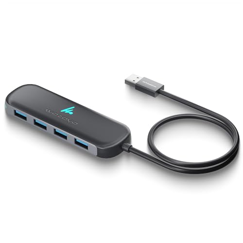 Image of USB A to 4 Port Wozoyo USB 3.2 Hub, 4X USB 5Gbps, Data Transfer Speed Upto 5Gbps and 30cm Cable, Multiport Splitter for Laptop and Desktop, Plug and Play, Compact and Portable Expansion Hub