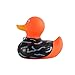 Waddlers Orange Soccer Rubber Duck with Black Jersey, New Fresh Colorful Design, Floating Upright Toy and Collectible Figurine, Party Gift for All Ages