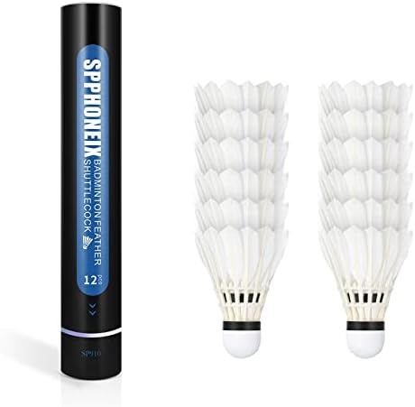 SPPHONEIX 12-Pack Goose Feather Badminton Shuttlecocks with High Durability Badminton Birdies Balls Model 901