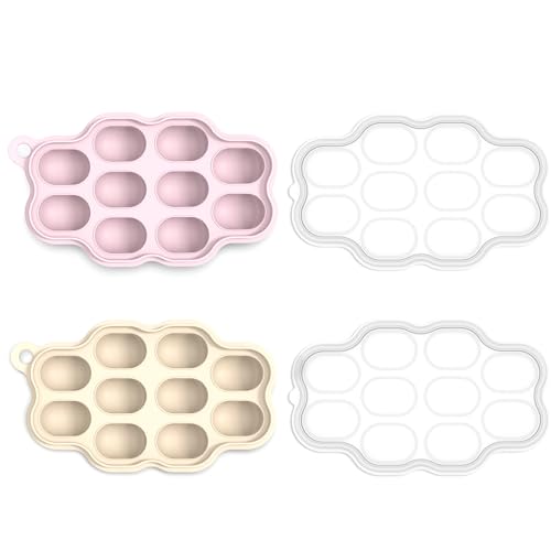 Image of KingKam Baby Food Freezer Trays with Lids (2 Pack), Silicone Nibble Freezer Tray, Breastmilk Popsicle Molds, Baby Food Storage Containers Ice Cube Tray Maker