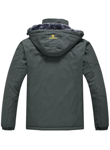 YSENTO kurtka męska, wodoszczelna kurtka narciarska, oddychająca, z podszewką polarową, ciepła kurtka zimowa, funkcyjna kurtka outdoorowa, kurtka turystyczna (Grau, 2XL)