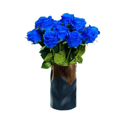 Flores artificiales en jarrones Ramo de flores falsas, decoraciones interiores, arreglo de flores de simulación, arreglos florales for sala de estar, centros de mesa Decoración de mesa(Blue)