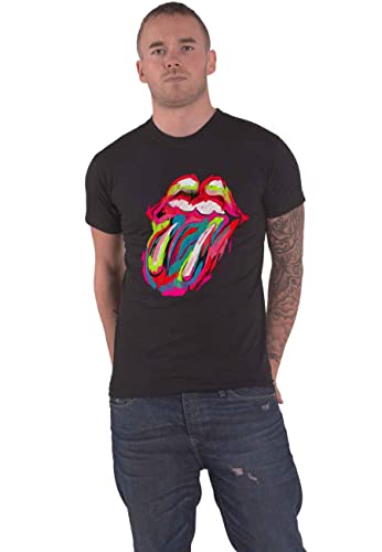 The Rolling Stones T Shirt Sixty Brushstroke Tongue Nouveau Officiel Homme Noir Size L - Les Beatles, Paul McCartney, John Lennon, RIngo Starr, George Harrison The Rolling Stones T Shirt Sixty Brushstroke Tongue Nouveau Officiel Homme Noir Size L