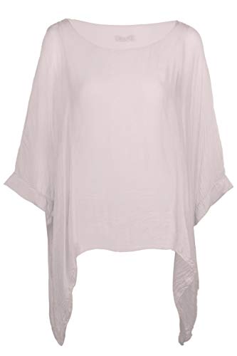 Cara Mia Seidentunika für Damen Made in Italy lang Fledermaus-Ärmel Rosa 38 40 42 44 Cover