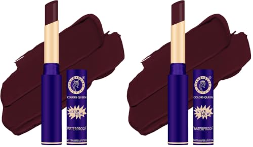 Image of Colors Queen Queen Lips Matte Lipstick | Long Lasting Lipstick Waterproof Highly Pigmented with Smooth Application | Smudge Proof Lipstick for Women (27 - Wine Mahroon) (Pack of 2)