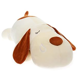 Dog Plush Pillow, Soft Dog Stuffed Animals Toy Dog Plushie Body Pillow Gifts for Kids Girls Boys (Brown, 17.7 inch)