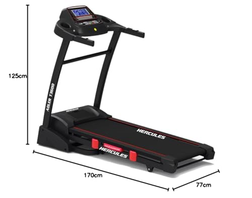 Image of Hercules Fitness T3600 3.5 HP Peak DC Motorized Foldable Treadmill | 15 Level Auto Incline | MP3 Player Available | Max Speed 16 Km /Hr | Max User Weight 120 Kg