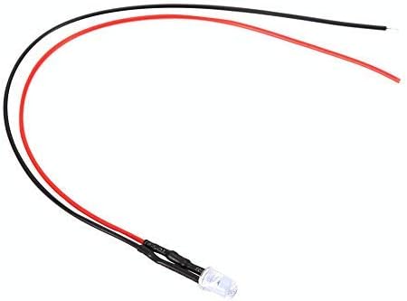 Fafeicy 10Pcs 12v 5mm LED Diodo Emisor de Luz Cableado Cable de Luz, LED Multicolor Cableado de Diodo Emisor de Luz de Bajo Consumo 20cm 0.06W(Warm white)