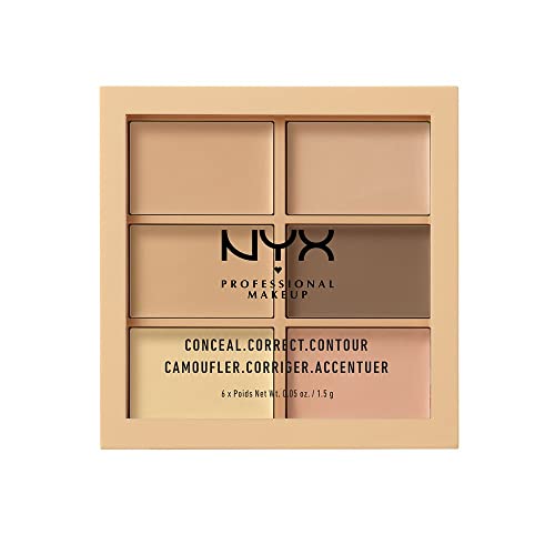 NYX Professional Makeup Conceal, Correct, Contour Palette, Sechs Farbtöne, Cremige Textur, Untertöne, Farbton: Light