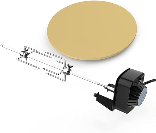 Onlyfire 6065 PizzaRing Kit mit Drehspieß, Pizzaeinsatz und Rotisserie Grillspieß für Kamado Joe Classic/Pit Boss 22 Keramik-Grills, inkl. Drehmotor, Spuckstange und Pizzastein