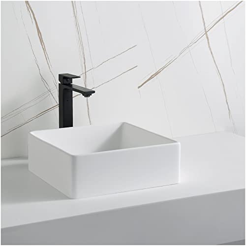 Karran Quattro Qm174 Vibrant Matte White 15 In. Square Bathroom Vessel Sink #TOP1