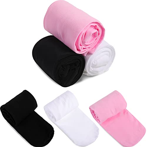 3 Pcs Ballet Dance Girls Tights Soft Footed Tights for Kids Elastic Velvet Pantyhose for Age 5-8 Kids (Black, White, Pink)