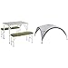 COLEMAN 205584 Mesa de Camping, Campingtisch Pack-Away(TM) Table for 4, Blanco + COLEMAN Toldo, Zelt Event Shelter, Gris-Verde, XL