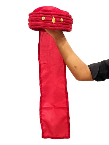 Image of Red Rani Laxmi Bai Safa for Kids | Traditional Indian Turban | Fancy Dress Costume Headgear for Annual Function, School Play & Cultural Events