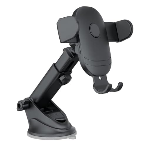 Image of MountPro K6 Universal Car Dashboard Mobile Holder | Adjustable Windshield Mount with Strong Suction Cup | One-Touch Lock Mechanism | 360 Rotation | Compatible with All Smartphones - Black