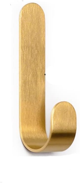 Brass Golden Wire Drawing Hook Nail-Free Strong Load-Bearing Sticky Hook Metal Hook(L)