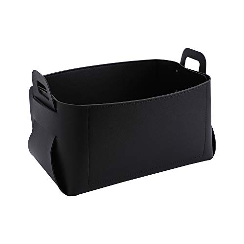 KINIVA Gift Baskets for Present-Valet Tray Organizer - Leather Dresser Organizer Box for Men and Women - Jewelry Accessories Catchall Vanity Tray for Table Desk Top (Black)