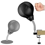 BIZBON Stress Buster Desktop Punching Bag-Heavy Duty Stress Relief Ball Desk Table Boxing Punch Ball Reflex Strain and Tension Punching Bag Comes with Desk Clamp and Strong Suction Cup (Black)