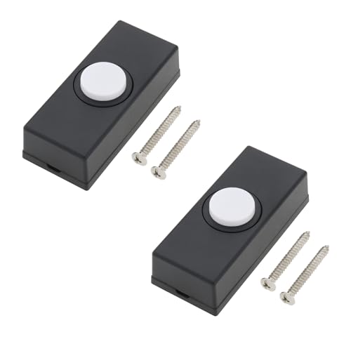 Create idea 2Uds Interruptor de Timbre Negro Interruptor de Botón Pulsador Cuadrado de Plástico ABS para Instalar Timbre Interruptor Decorativo Retro con Tornillos 17x24x55mm