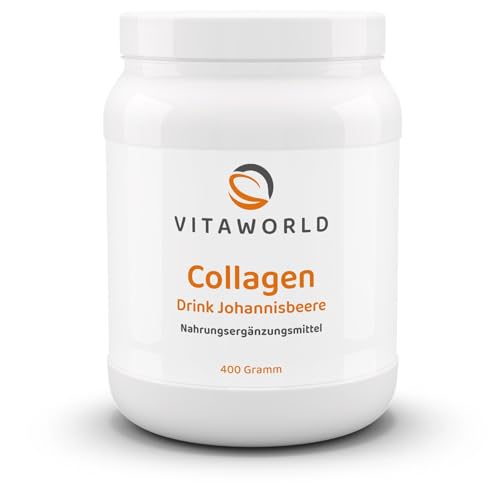 vitworld Collagen Lift Drink Pulver Johannisbeere, mit natürlichem Aroma und weniger Süßungsmitteln, 400g