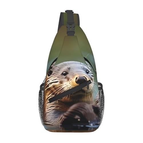 Mochila cruzada Otters Print para senderismo y viaje miniatura 1