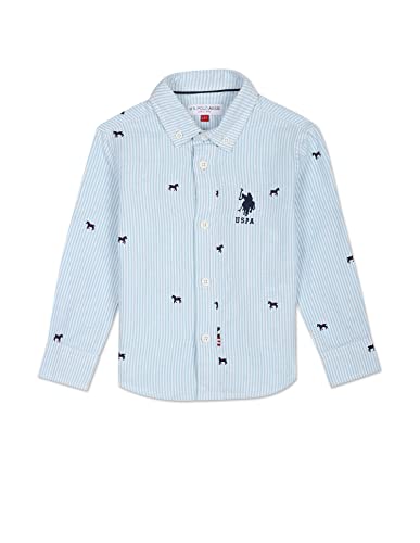 Image of U.S. POLO ASSN. Kids Regular fit Vertical Stripes Cotton Long Sleeves Casual Shirts