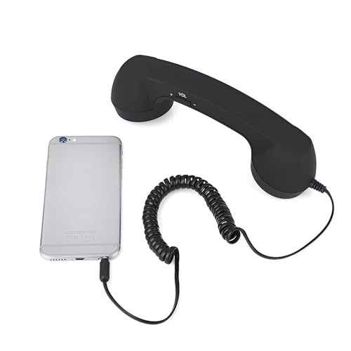 Ouitble Retro 3,5-mm-Telefonhörer Handy Empfängermikrofon Anti Strahlung Kabelgebundener Telefonanrufempfänger mit Mikrofon für Smartphones PC