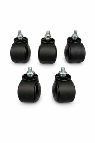 Image of Castersman .Office Chair TP Nylon Twin Wheel Castor Load capacity-150 kg Pack of 5 Piece (Screw Type)
