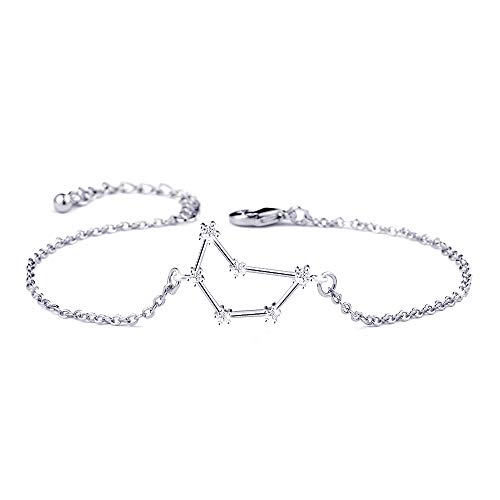 Constellations silver capricorn zodiac sign bracelet for women girls bracelet astrology horoscope cz jewelry gift for mother daughter bff birthday adjustable chain 6+2in