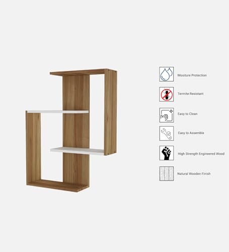Image of ALEN Multipurpose Modular Wall Racks /Shelves /Organiser /Decor Particle Board Wall Shelf (Number of Shelves - 4, Beige, White)
