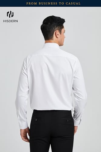 Image of HISDERN Mens Dress Shirts Long Sleeve Button Down Casual Shirts for Men Inner Contrast Formal Business Tuxedo Wedding Shirt