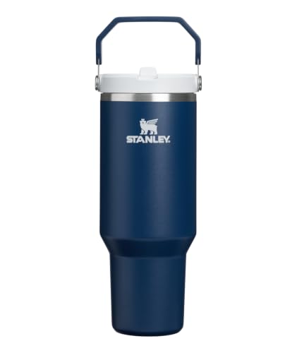 Image of STANLEY IceFlow 2.0 Flip Straw Tumbler with Handle 40 oz | Twist On Lid and Flip Up Straw | Leak Resistant Water Bottle | Insulated Stainless Steel | BPA-Free | Dark Navy
