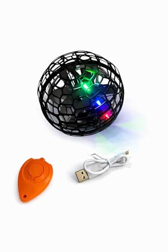Image of Magic Flying Orb Spinner Toy for Kids - Pink Color | Hand Sensor Rechargeable LED Flying Ball | Hover Drone Boomerang Spinner Toy for Boys & Girls 6-12 Years (Black)